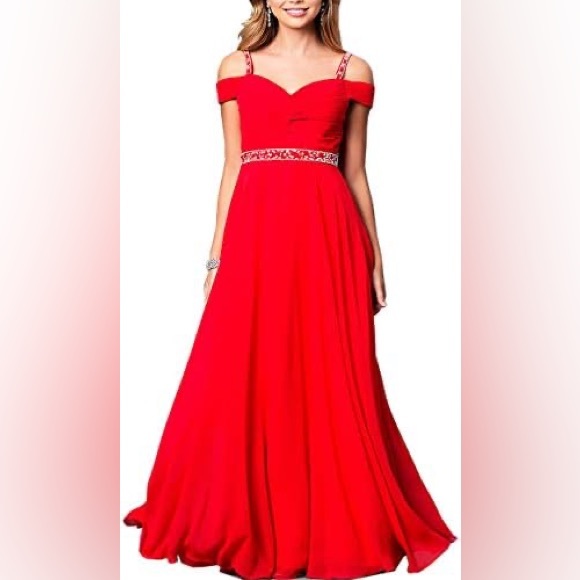 Red long formal evening gown - Picture 7 of 9